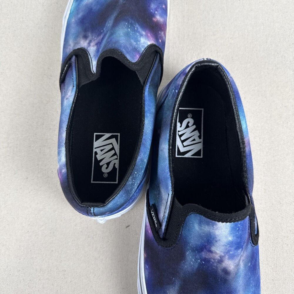 Vans Classic Slip On Galaxy Nebula Cosmic Shoes Men 9.5 Women 11 Blue Purple - Picture 10 of 12